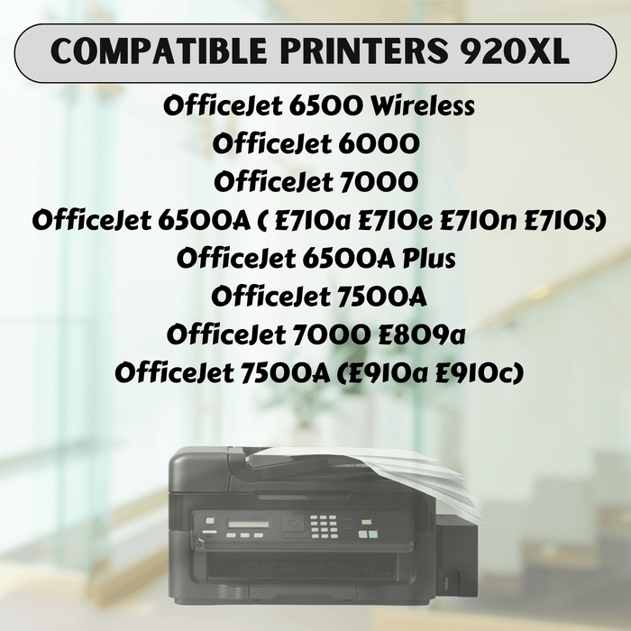 920XL 8 Ink Cartridges 2 Sets 920 Compatible for HP for OfficeJet 6000 6500 A - I - O (CB815A) 6500 (CB057A) 6500A 7000 7500 7500A - PRINTOXE