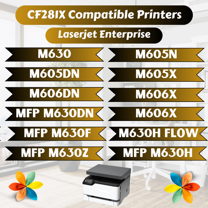 CF281X Compatible 2 Toner Cartridges HY Version of CF281A - 81X Yield 25K Pages for HP LaserJet Enterprise M630 M605n M605dn M605X M606dn M606X MFP M630dn M630f M630h Flow and MFP M630z M630h PRINTOXE Toner Cartridges