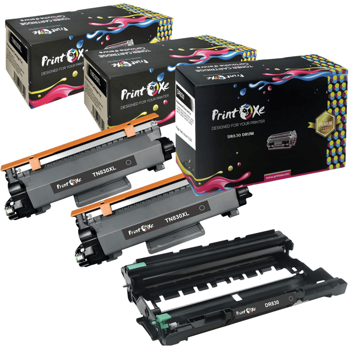 DR830 & 2 TN830 XL Compatible High Yield 2 Toner Cartridges and Drum - PRINTOXE