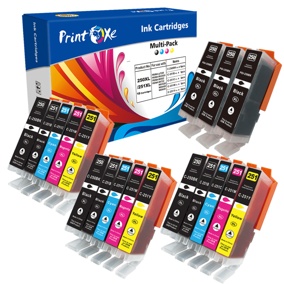 PGI 250 / CLI 251 PIXMA Printer MG5420 MG5422 MG6320 MG6420 MG6230 White MX722 MX922 ip7220 MG7120 MG5520 PIXMA lx6820  ip7220 ip8720