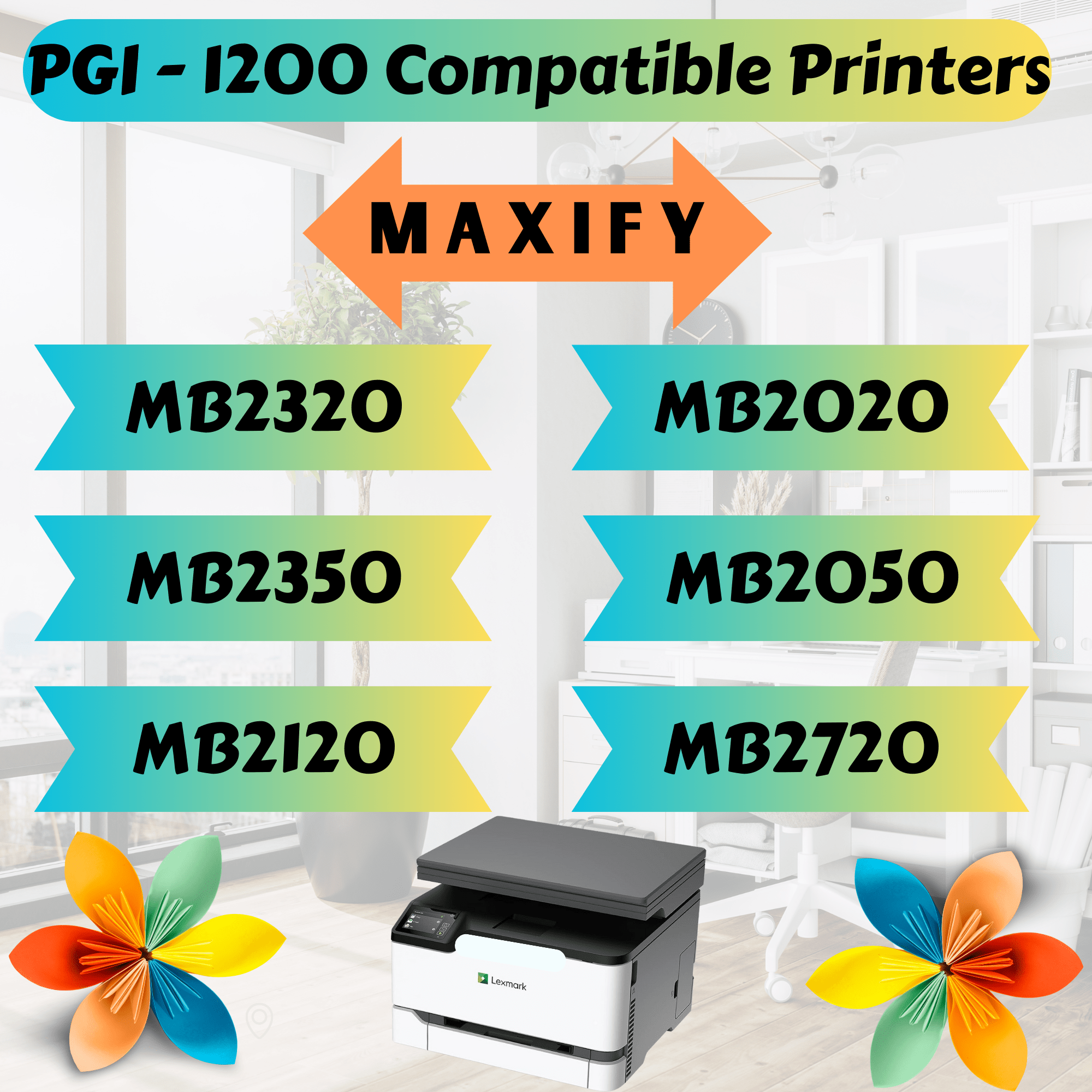 PGI1200 XL Compatible 8 Cartridges (Pigment) for Canon PGI 1200 for Canon MAXIFY MB2320 MB2020 MB2350 MB2050 MB2120 MB2720 PRINTOXE Ink Cartridge