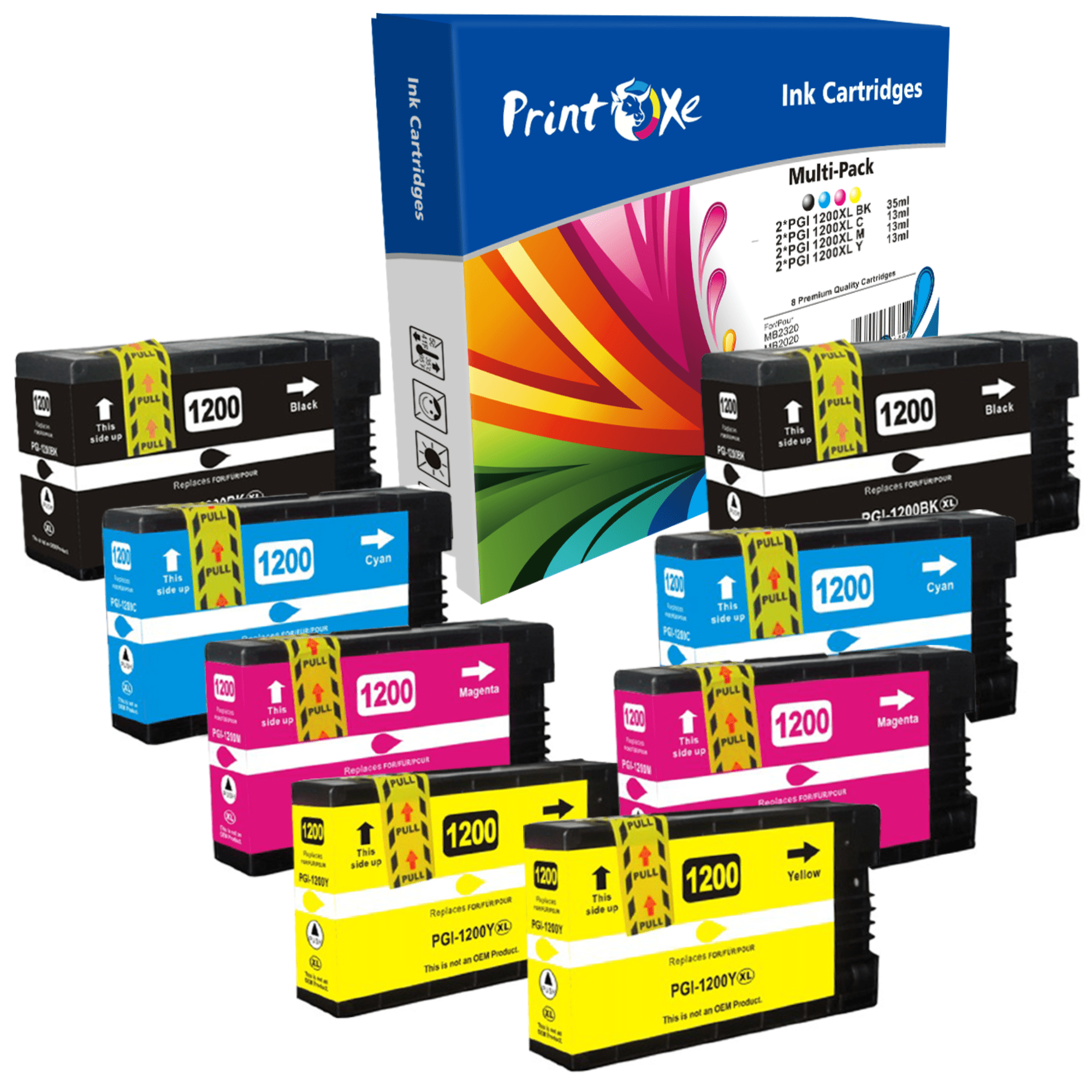 PGI1200 XL Compatible 8 Cartridges (Pigment) for Canon PGI 1200 for Canon MAXIFY MB2320 MB2020 MB2350 MB2050 MB2120 MB2720 PRINTOXE Ink Cartridge