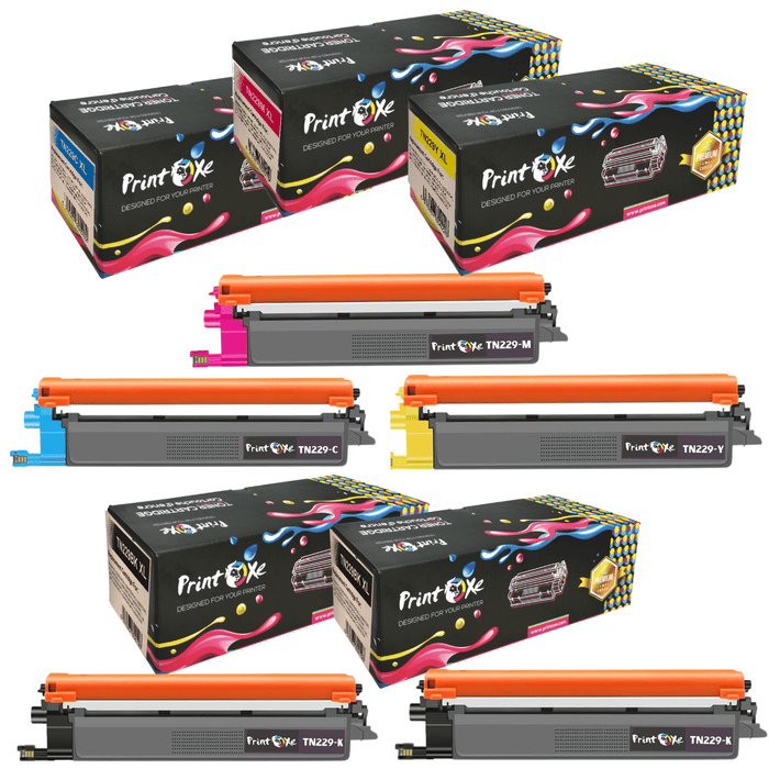 TN229 Compatible 5 Toner Cartridges Set+BK for Brother HL L3220 L3240 L3280 L3295 L3300 CDW / DCP - L3560CDW / MFC L3460 L3720 L3760 L3765 L3780 L8245 L895 CDW - PRINTOXE