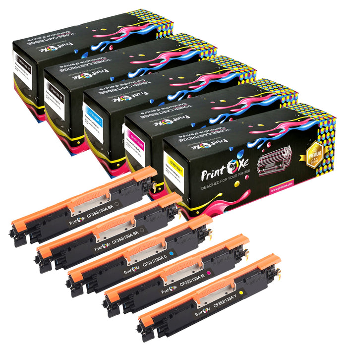 130A Compatible Set + Black | 5 Cartridges | CF350A / CF351A / CF353A / CF352A for HP Color LaserJet Pro MFP M176 M176n M177 and M177fw PRINTOXE Toner Cartridges