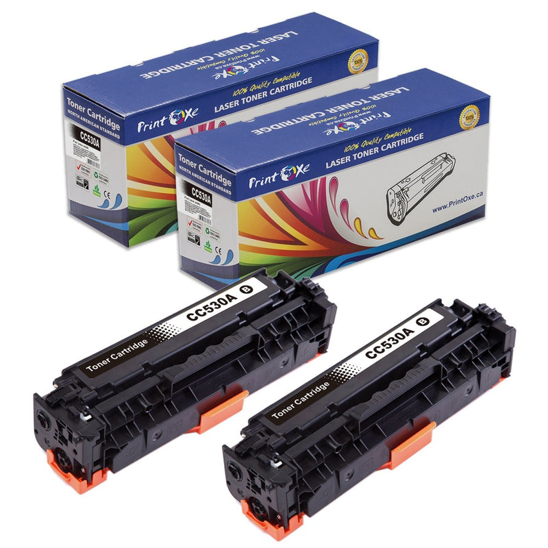 2 Black Compatible Toners 304A / CC530A and 305A / CE410A for HP Color LaserJet CM2320 / CP Series (See Details Under Description) PRINTOXE Toner Cartridges