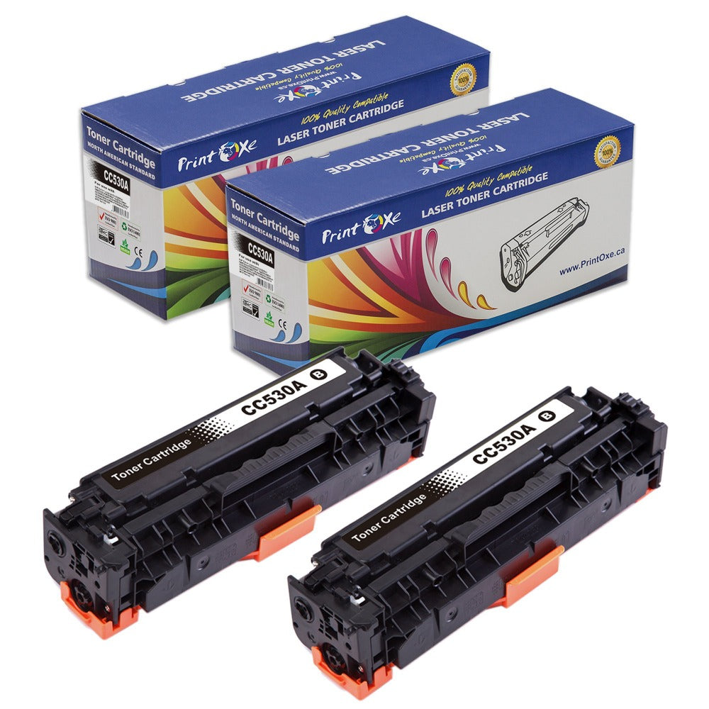 2 Black Compatible Toners 304A / CC530A and 305A / CE410A PRINTOXE Toner Cartridges