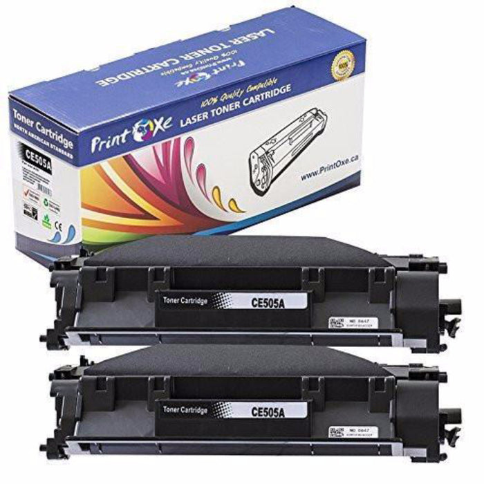 CE505A Compatible 2 Toners 05A 2,300 Pages per Cartridge Yield for Canon & HP P2030 P2035 P2035N P2050 P2055D P2055N P2055X and LBP6300DN LBP6650DN MF5870DN PRINTOXE Toner Cartridges