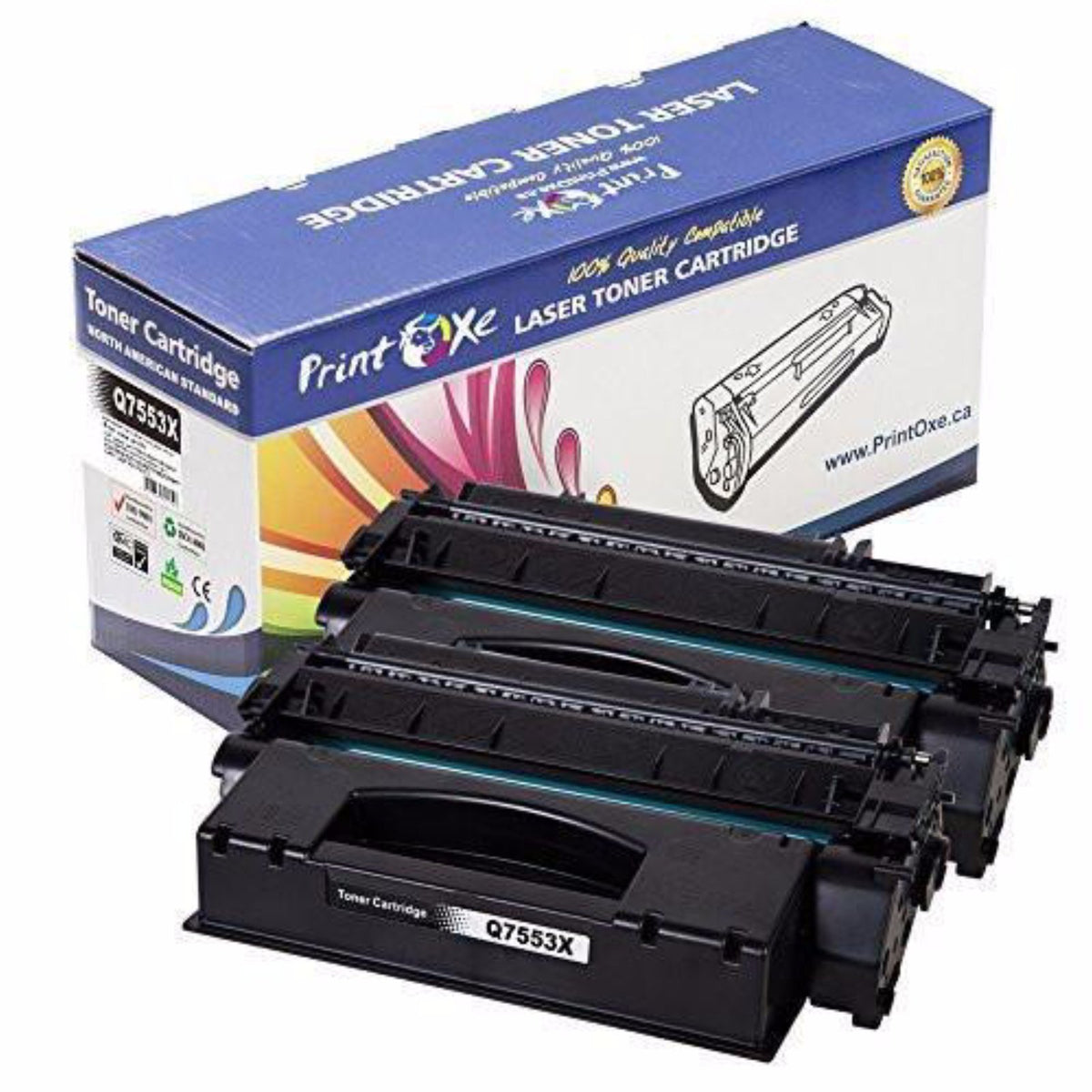 Q7553X Compatible 2 PK High Yield 7,000 Pages 53X High Yield of Q7553A / 53A Canon P2010 P2014 P2014N P2015 P2015D P2015N P2015DN M2727NF M2727NFS and MFP LBP3310 LBP3370 PRINTOXE Toner Cartridges