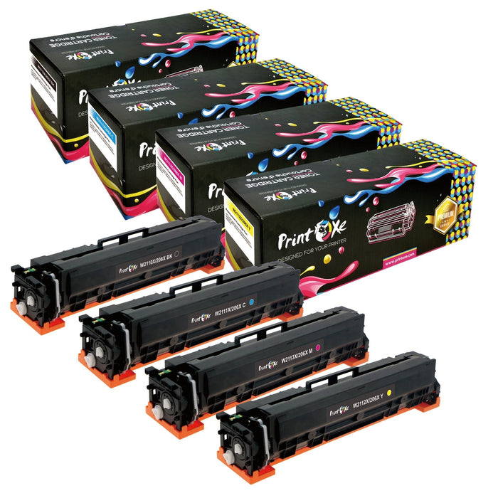 206X Compatible Set With CHIPs W2110X W2111X W2112X W2113X for HP Color LaserJet Pro M255dw M255nw & MFP M282nw MFP M283cdw M283fdn M283fdw PRINTOXE Toner Cartridges