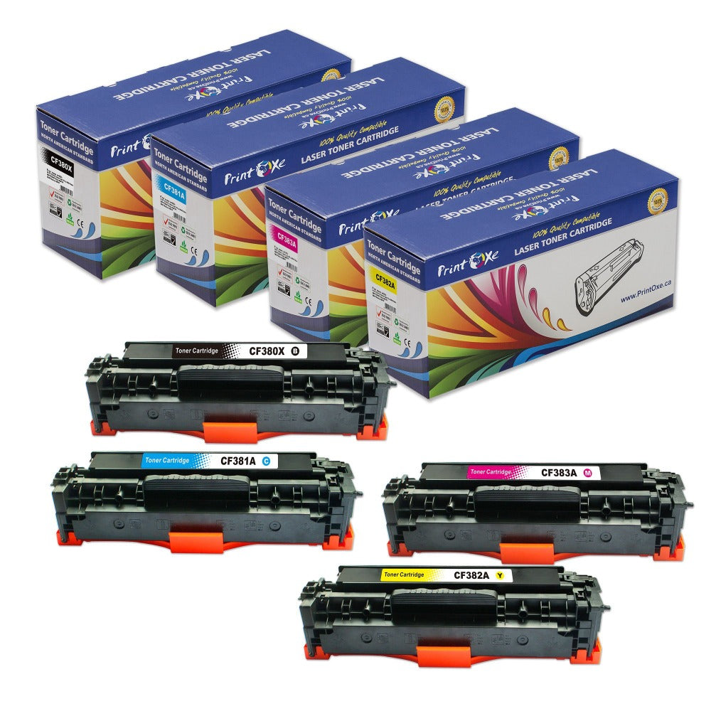 312X Compatible Set | CF380X / CF381A / CF382A / CF383A | for HP Color LaserJet Pro MFP M476dn / M476dw / M476dnw Printers PRINTOXE Toner Cartridges