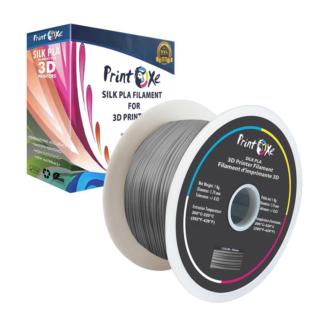 3D PLA like SILK Filament 2 Packs of Silver & Copper Colours Each Weight 1 Kg Net PRINTOXE Filament