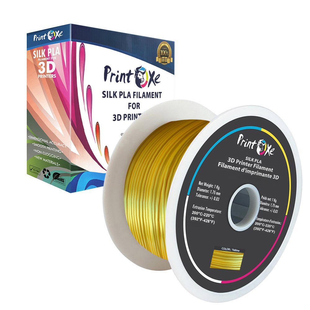 3D PLA like SILK Filament 4 Packs of Green Red Yellow Blue Colours Each Weight 1 Kg Net PRINTOXE Filament