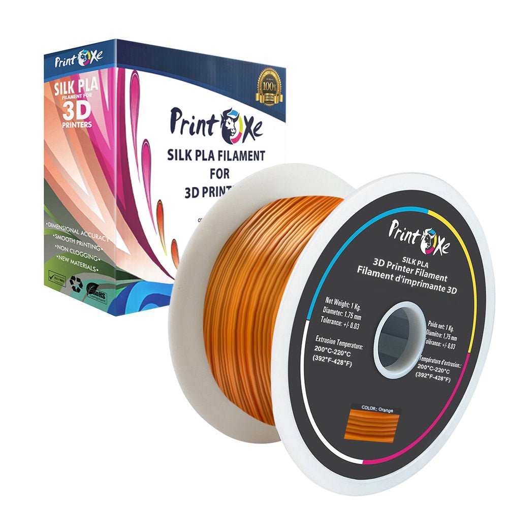 3D PLA like SILK Filament 5 PK of Blue Orange White Red Green Each Weight 1 Kg PRINTOXE Filament