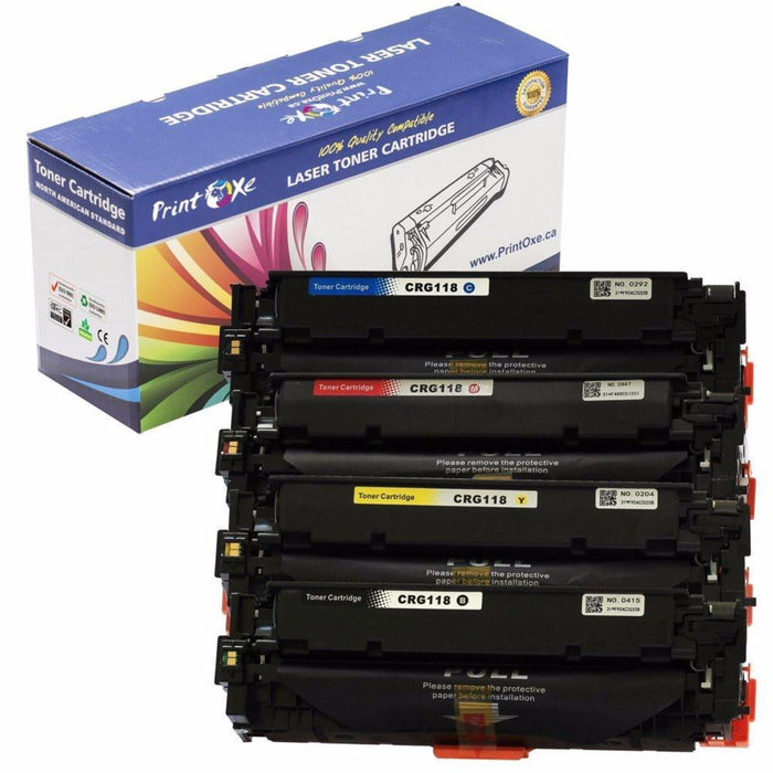 CRG-118 Compatible Set | 4 Cartridges | CRG 118 for Canon LBP7200CDN LBP7660CDN LBP7200CD MF729CDW MF727CDW MF725CDN MF726CDW MF722CDW MF8570CDW MF8530CDN MF8380CDN MF8340CDN MF8330CDN MF8350CDN PRINTOXE Toner Cartridges