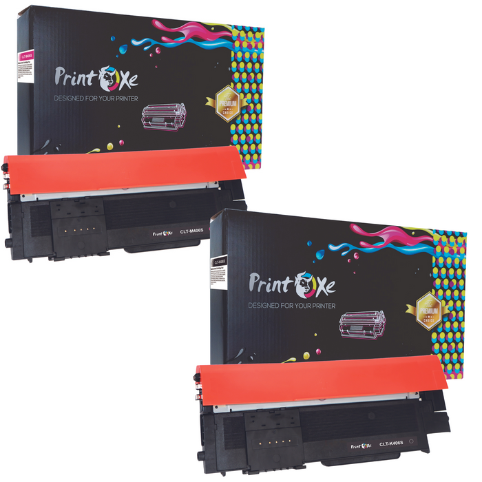 CLT-406S Compatible Magenta and Black | 2 Cartridges | 406S for Samsung CLP 360 362 363 364 365 366 367 368 / CLX 3300 3302 3303 3304 3305 3306 3307 / SL C410W C412W C413W C460W C462W C463W C467W PRINTOXE Toner Cartridges