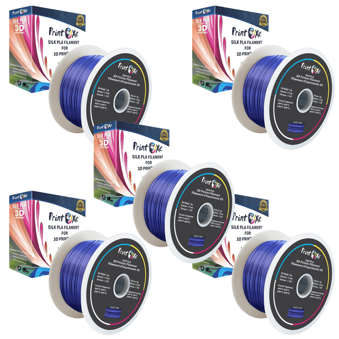 5 KG Net Material on 5 Spools of 3D PLA like SILK Filament 5 Packs (Pick From 9 Colors) 1.75 mm Diameter Each Spool Carry Material Weight 1 Kg (Net) PRINTOXE Filament