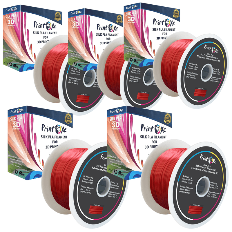 5 KG Net Material on 5 Spools of 3D PLA like SILK Filament 5 Packs (Pick From 9 Colors) 1.75 mm Diameter Each Spool Carry Material Weight 1 Kg (Net) - Pan Continent Inc. - PRINTOXE