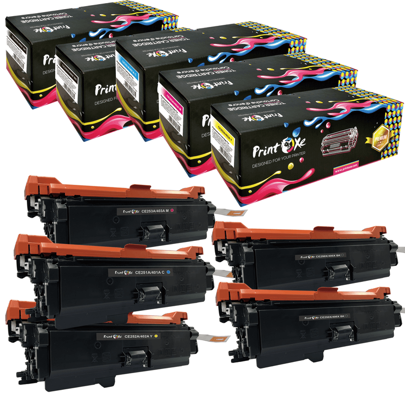 507X Compatible Set plus Black CE400X CE401A CE402A CE403A | 5 Cartridges | for HP Laserjet Enterprise 500 Color M551 M551n M551dn M551xh M575 M575f M575dn - Pan Continent Inc. - PRINTOXE