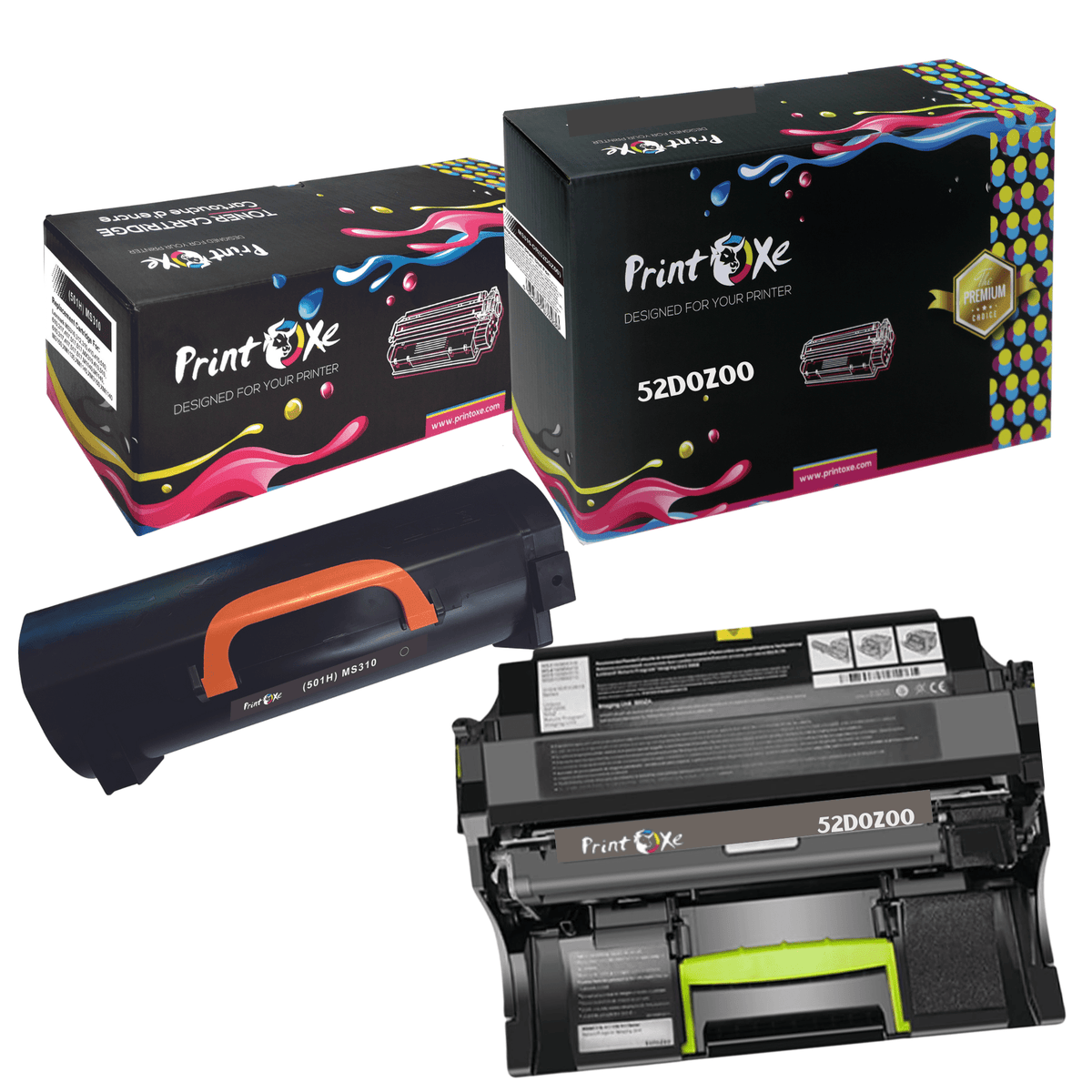 521H00 Toner and 52D0Z00 Imaging Drum Compatible 2 Units 52D1000 and 520Z for Lexmark MS810N MS810DN MS810DE MS810DTN MS811N MS811DN MS811DTN MS812DN MS812DTN MS812DTN MS710dn MS710n MS711dn PRINTOXE Toner Cartridges