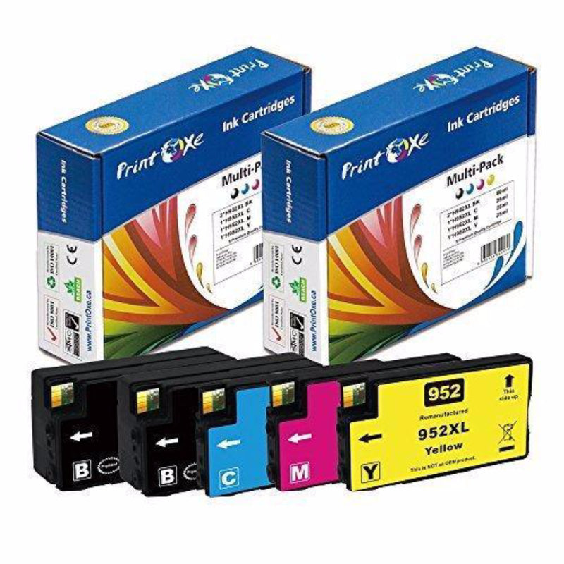 952XL Remanufactured Set + Black High Yield 5 Cartridges for HP PRINTOXE Ink Cartridge