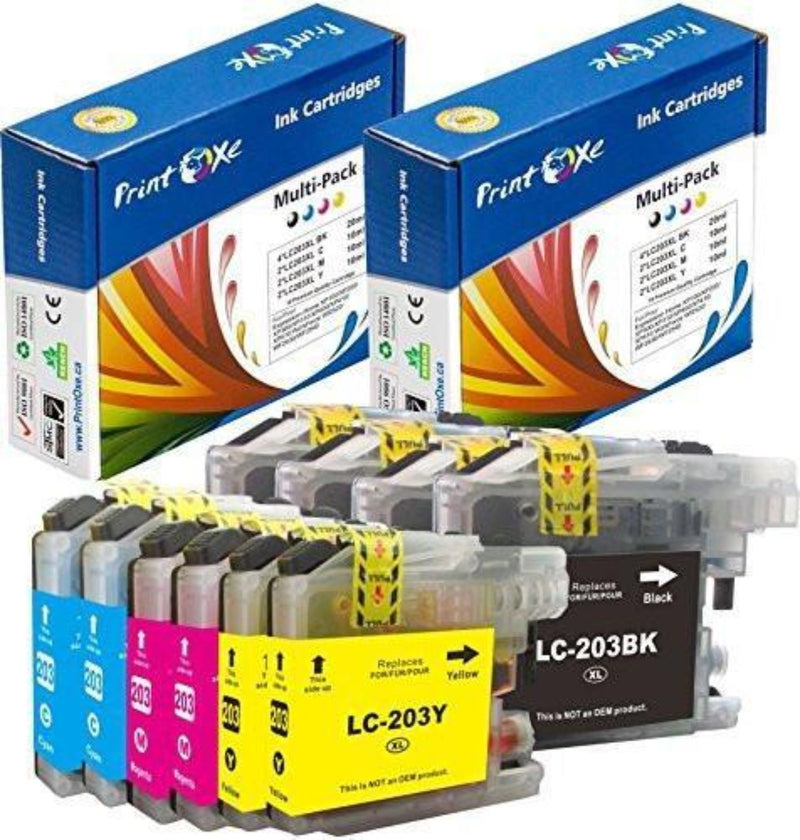 LC 203 XL Compatible 10 Cartridges of 2 Sets + 2 BK for Brother LC203 PRINTOXE Ink Cartridge