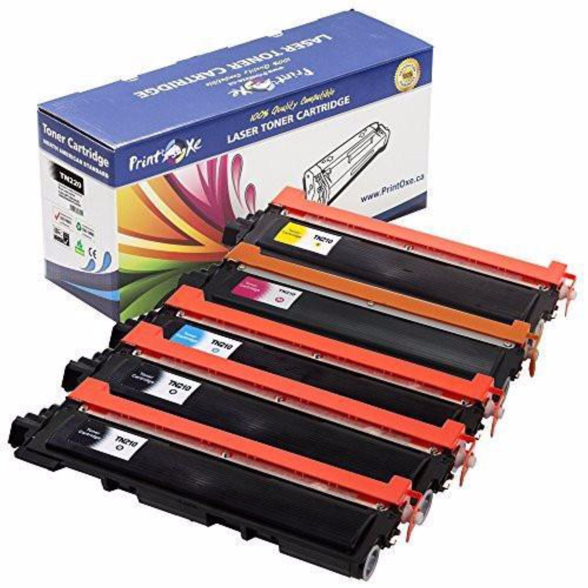 TN210 Compatible Set + Black of 5 Cartridges TN 210 for Brother MFC-9010CN MFC-9120CN MFC-9320CW and HL-3040CN HL-3070CW PRINTOXE Toner Cartridges