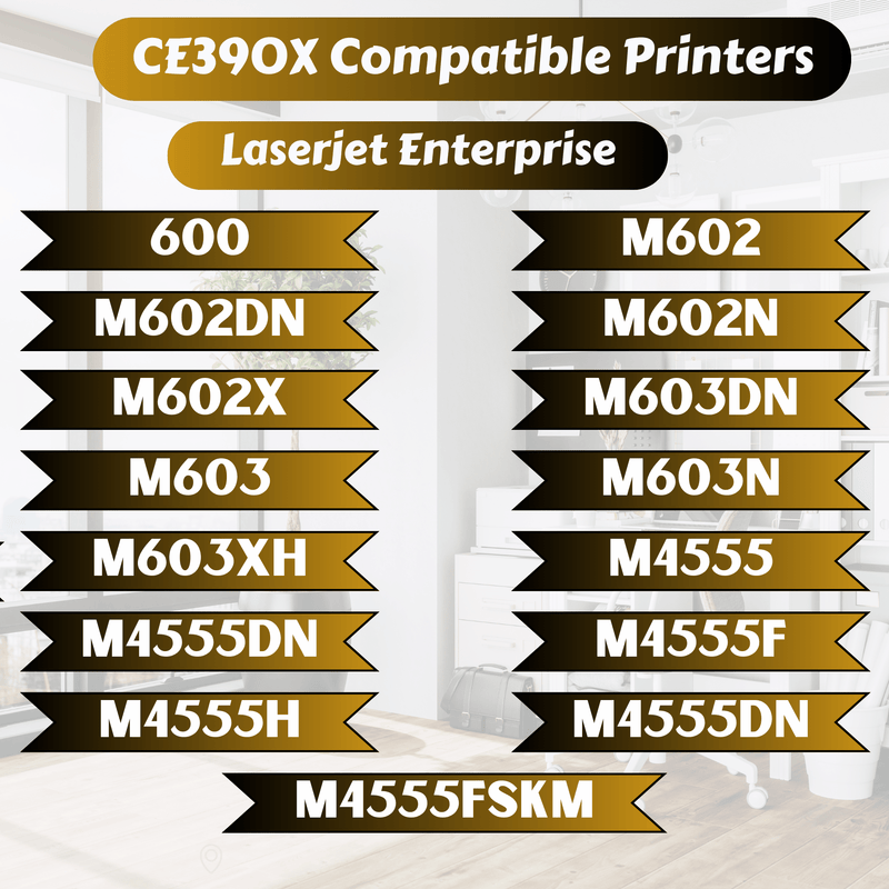 CE390X 2 Compatible 90X High Yield Version of CE390A / 90A Yields 24K Pages HP LaserJet Enterprise 600 M602dn M602n M602x M603dn M603n M603xh and MFP M4555f M4555fskm M4555h PRINTOXE Toner Cartridges