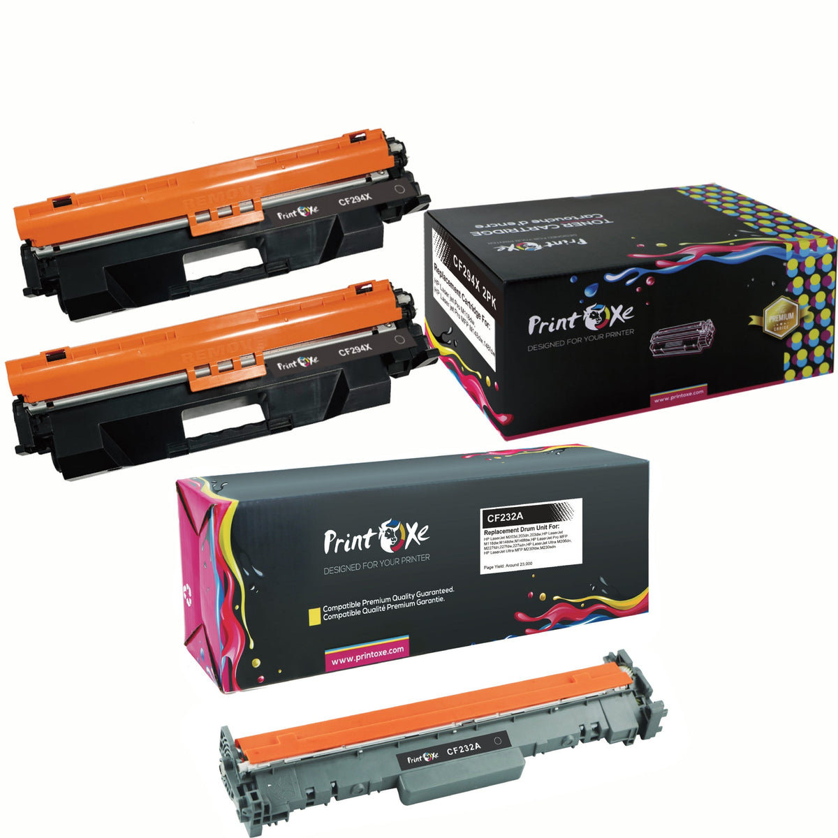 CF232A Drum and 2 CF294X Compatible Toner Cartridges for HP M118dw / LaserJet Pro MFP M148dw M148fdw M149fdw High Yield Toners CF294A PRINTOXE Toner Cartridges