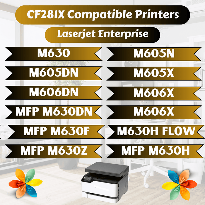 CF281X Compatible Toner Cartridge HY Version of CF281A - 81X Yield 25K Pages for HP LaserJet Enterprise M630 M605n M605dn M605X M606dn M606X MFP M630dn M630f M630h Flow and MFP M630z M630h PRINTOXE Toner Cartridges