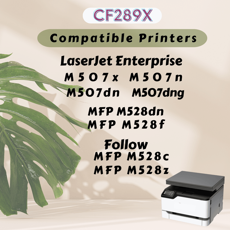 CF289X Compatible 2 Toner Cartridges {Without Chips) High Yield CF289A Yields 10K Pages for HP LaserJet Enterprise M507x M507n M507dn and MFP M528dn M528f / Follow MFP M528c & M528z - Pan Continent Inc. - PRINTOXE