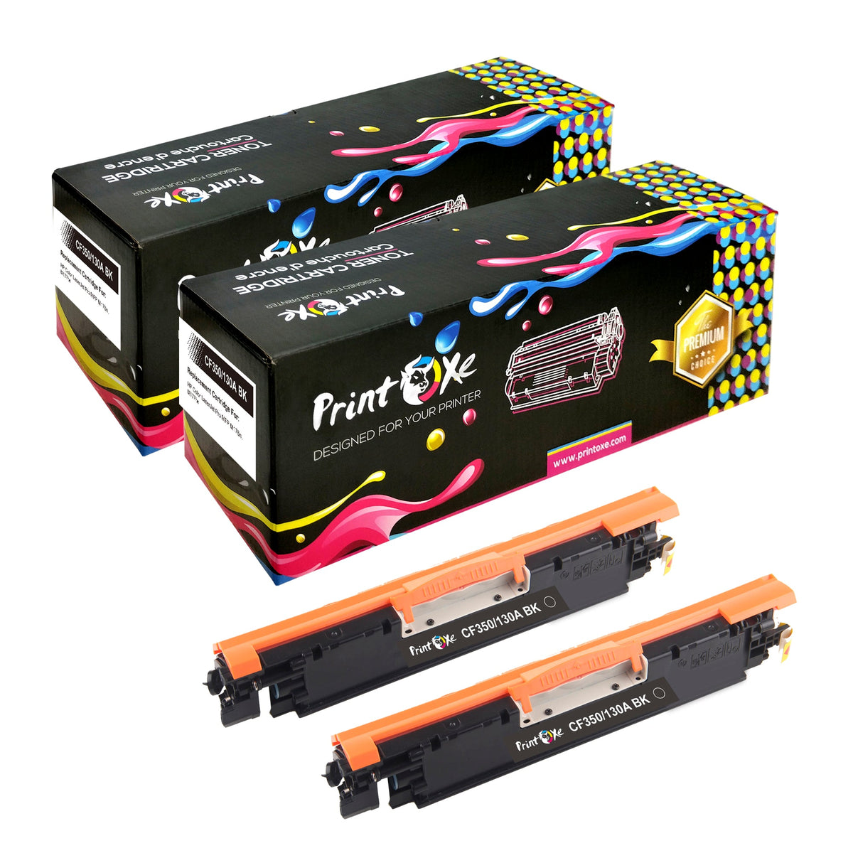 CF350A Compatible 2 Black Cartridges 130A for HP Color LaserJet Pro MFP M176 M176n M177 and M177fw PRINTOXE Toner Cartridges