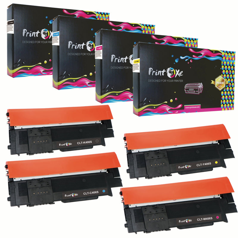 CLT-406S Compatible Set | 4 Cartridges | CLT 406S for Samsung CLP 360 362 363 364 365 366 367 368 / CLX 3300 3302 3303 3304 3305 3306 3307 / SL C410W C412W C413W C460W C462W C463W C467W PRINTOXE Toner Cartridges