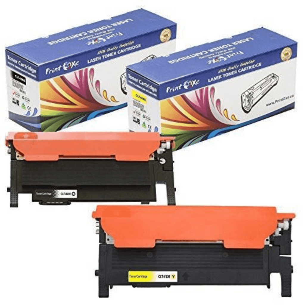 CLT-406S Yellow and Black Compatible | 2 Cartridges | for Samsung CLP 360 362 363 364 365 366 367 368 / CLX 3300 3302 3303 3304 3305 3306 3307 / SL C410W C412W C413W C460W C462W C463W C467W - Pan Continent Inc. - PrintOxe