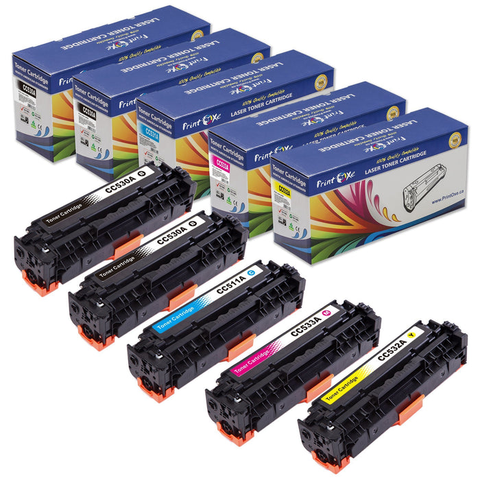 Compatible 304A & 305A Set plus Black Toner | CC530A - CC533A | CE410A - CE413A for HP Color LaserJet CM2320 / CP Series (See Details Under Description) PRINTOXE Toner Cartridges