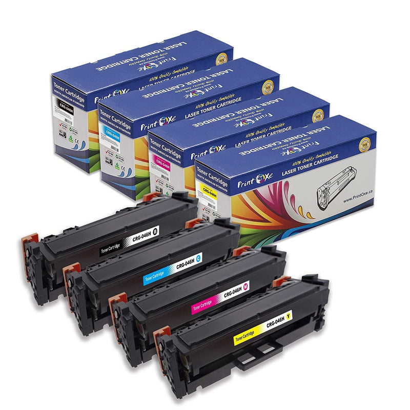 CRG-046H Compatible Set of 4 Toner Cartridges CRG 046 For Canon LBP654cdw MF735cdw MF731cdw MF733cdw & MF732cdw 734cdw 735cx LBP654cx LBP653cdw & MF731cdw LBP654c LBP652c LBP651c MF735cdw MF733cdw PRINTOXE Toner Cartridges