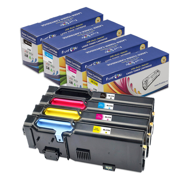 3760 / C3765 Compatible Set for DellC3765DNF C3765 C3760N C3760DN C3760 Printers PRINTOXE Toner Cartridges