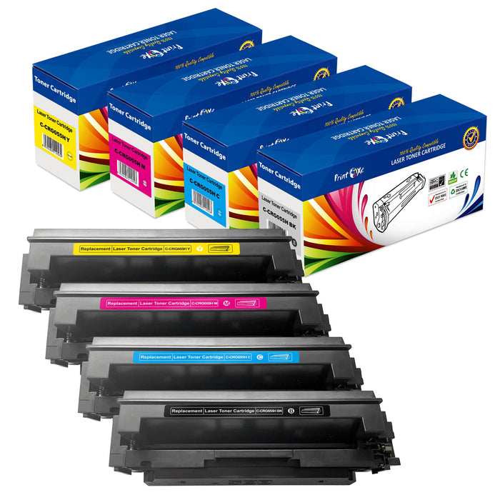 CRG 055H Set | Without Chips | 4 High Yield Toners Compatible for Canon Color ImageCLASS MF740C MF741Cdw MF743 MF743Cdw MF745Cdw MF746Cdw LBP660C LBP661C LBP662C LBP664C PRINTOXE Toner Cartridges