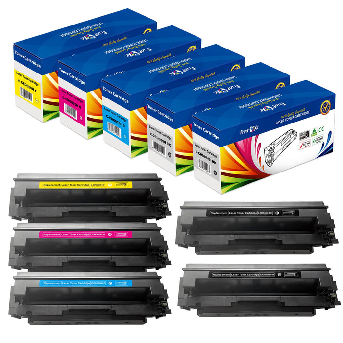 CRG 055H | Without Chip | Set plus Black 5 High Yield Compatible Toners for Canon Color ImageCLASS MF740C MF741Cdw MF743 MF743Cdw MF745Cdw MF746Cdw LBP660C LBP661C LBP662C LBP664C PRINTOXE Toner Cartridges