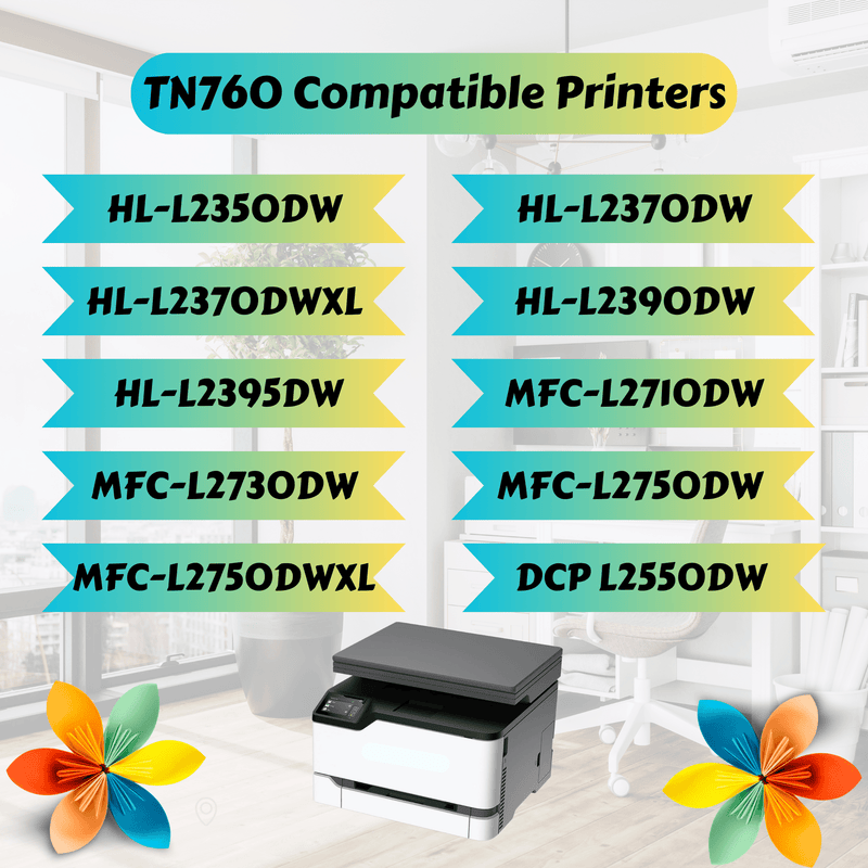 TN760 Toner Cartridge & DR730 Drum Combo For Brother DCP-L2550DW, HL-L2395DW Printers