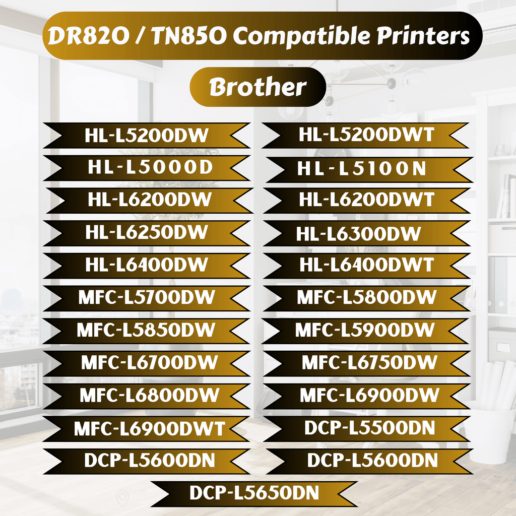 DR820 & 2 TN850 Compatible 3 Units for Brother HL MFC & DCP Series L5000 L5100 L5200 L6200 L6250 L6300 L6400 L5700 L5800 L5850 L5900 L6700 L6750 L6800 L6900 L5500 L5600 L5650 - Pan Continent Inc. - PRINTOXE