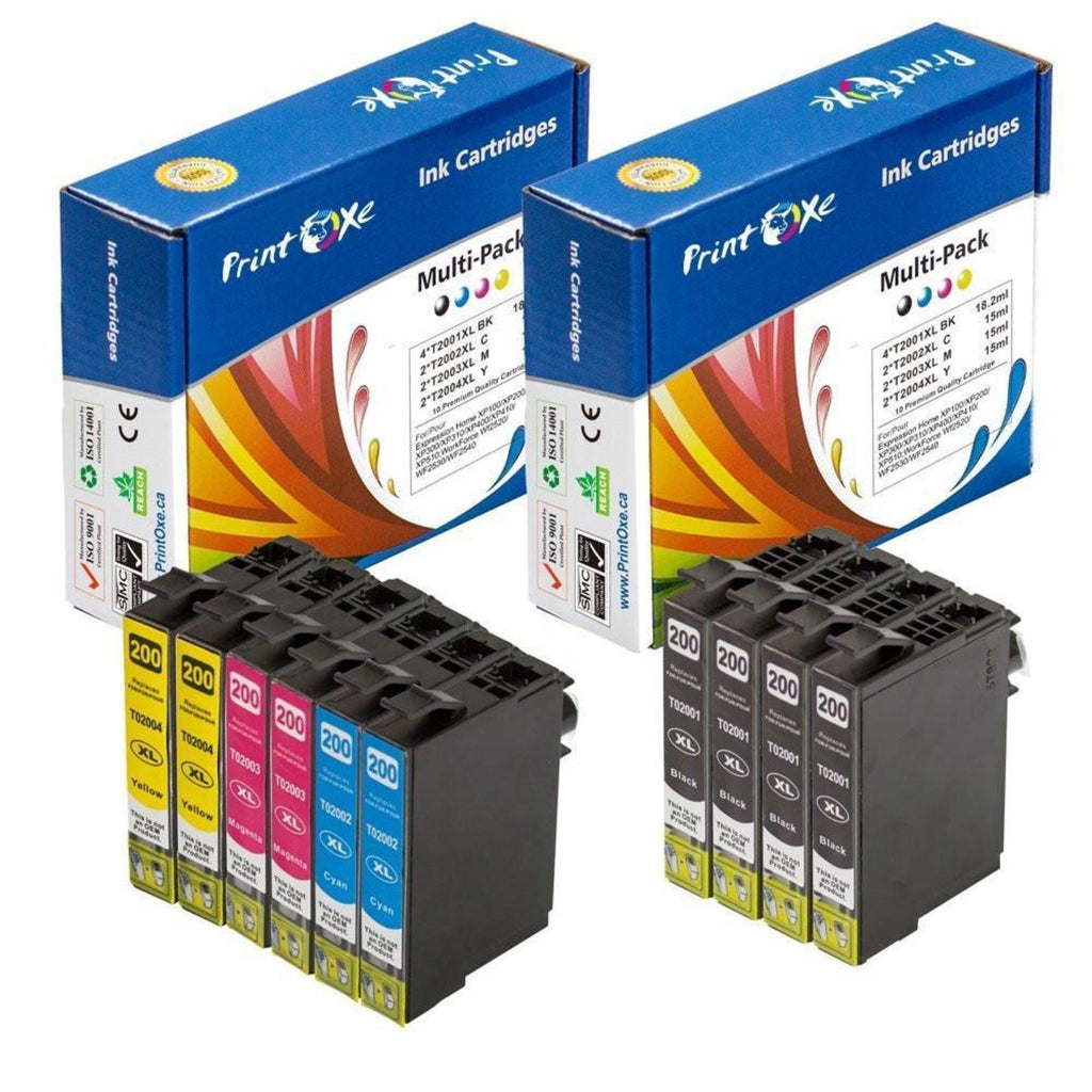 T200 XL Remanufactured 10 Ink Cartridges for Epson 200 PRINTOXE Ink Cartridge