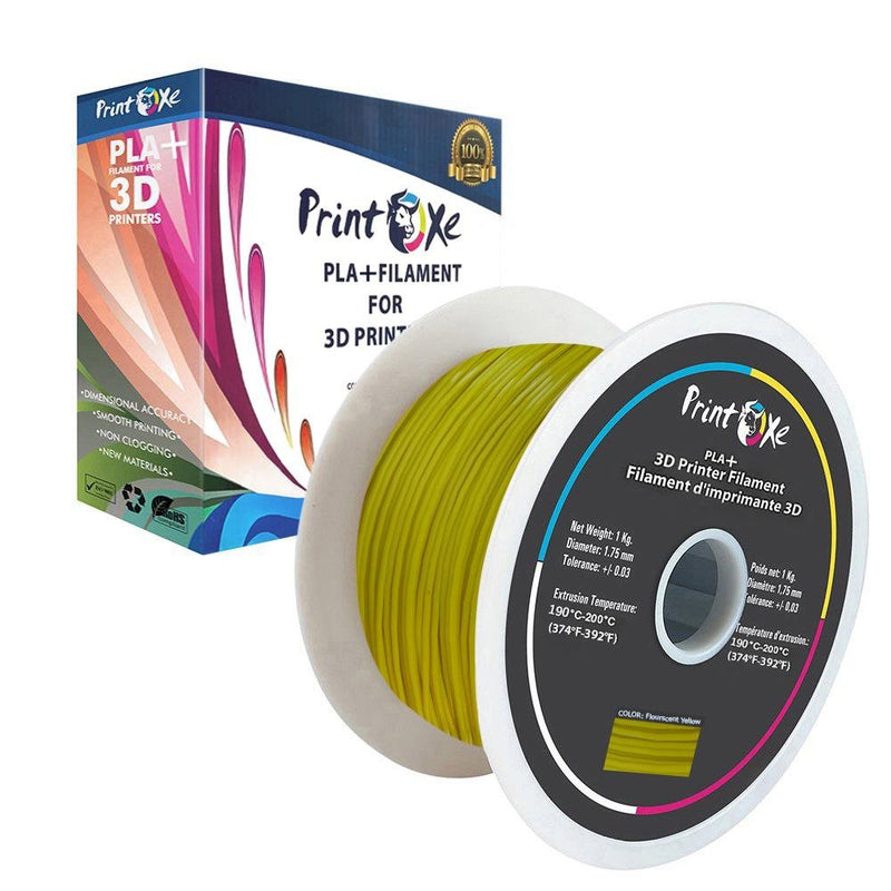 Fluorescent Yellow Colour 3D PLA+ / Pro PLA Filament 1 Kg Net on Spool PRINTOXE Filament