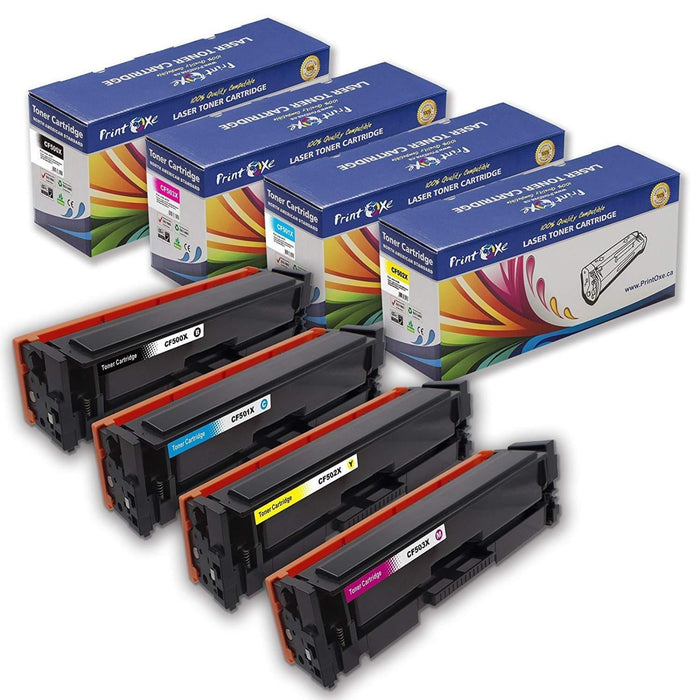 202X Compatible Set of 4 for HP CF500X CF501X CF502X CF503X For HP Color LaserJet Pro M254 M254dw M254nw and MFP M281cdw M281fdn M281fdw M280 M280nw PRINTOXE Toner Cartridges