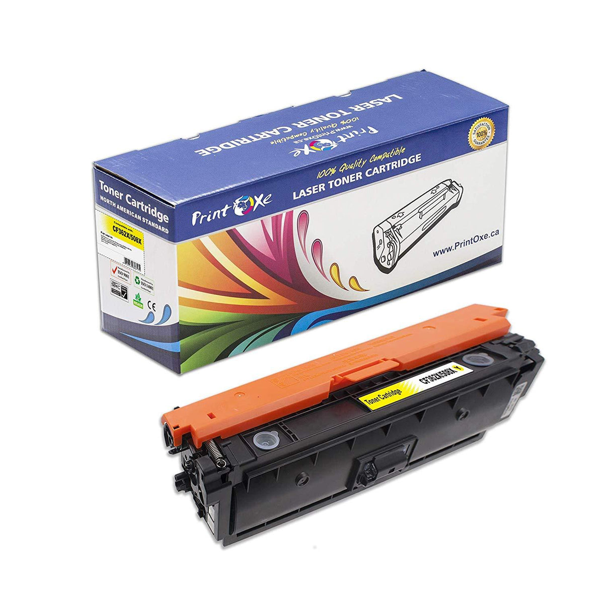 508X Compatible Set | 4 Toners | for CF360X BK | CF361X Cyan | CF362X Yellow | CF363X Magenta | High Yield of 508A for HP Color LaserJet Enterprise M533 | M552 | M553n | 553X PRINTOXE Toner Cartridges