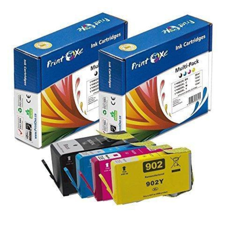 902XL Remanufactured Set of 4 Cartridges High Yield 902 for HP PRINTOXE Ink Cartridge