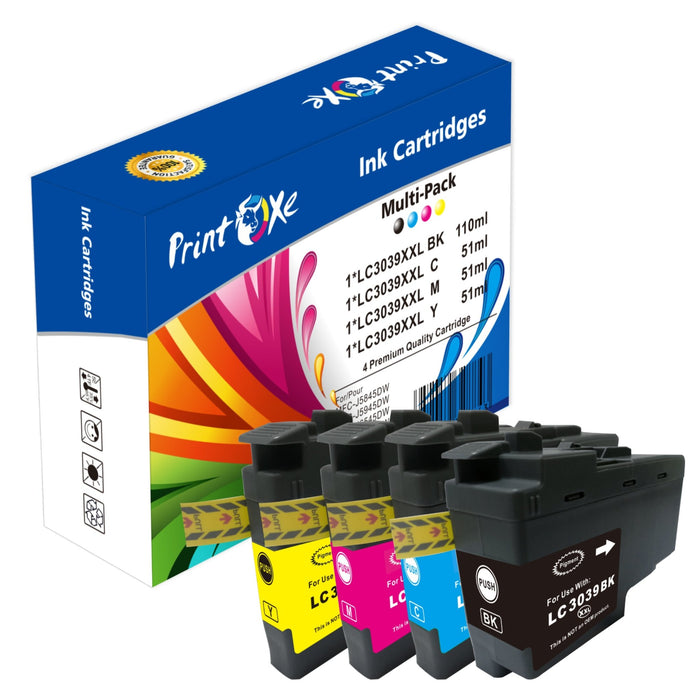 LC3039 XXL Set of 4 Compatible High Yield Ink Cartridges LC 3039 for Brother MFC J5845DW / J5945DW / 6545DW / J6945DW PRINTOXE Ink Cartridge