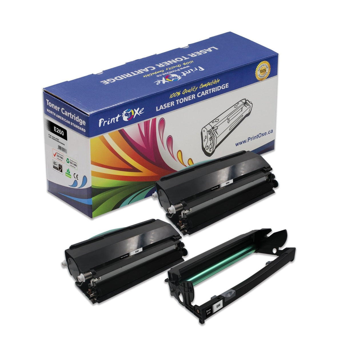 E260X22G E260A11A Compatible 2 Toners & Drum for Lexmark E260 PRINTOXE Drum