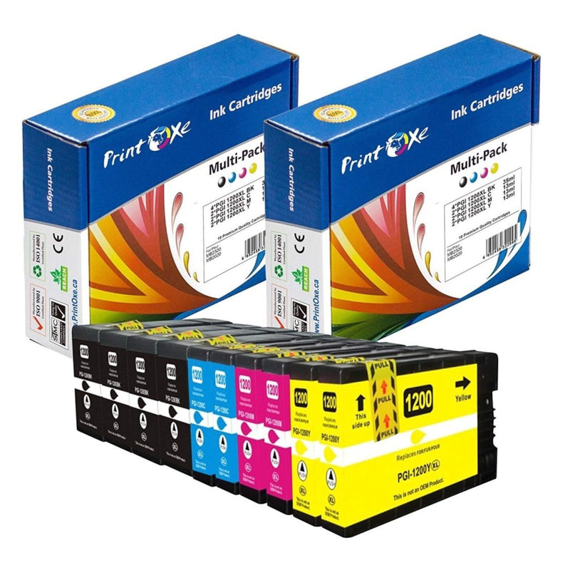 PGI-1200XL Compatible 10 Ink Cartridges (Pigment) High Yield PGI 1200 PRINTOXE Ink Cartridge