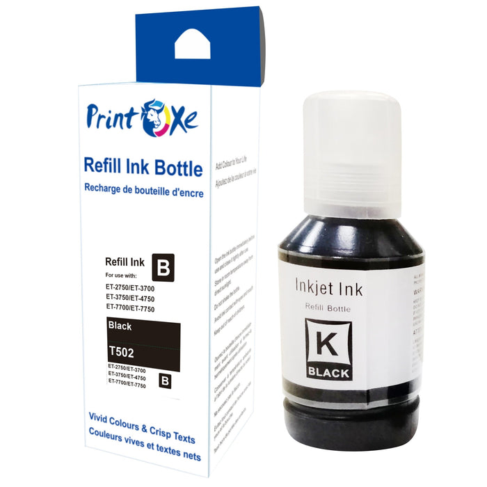 T502 Compatible Ink 9 Refill Bottles; 2 Sets plus Black For Epson ET 2700 2750 2760 2850 3700 3710 3750 3760 4700 4750 4760 4700 4750 4760 7700 7750 15000 and ST 2000 3000 4000 PRINTOXE Refill Bottles