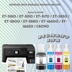 T542 Compatible Refill Set + Black of 5 Bottles All Supplied with Pigment Ink 542 For Epson T542120 T542220 T542320 T542420 For ET-5180 ET-5150 ET-5170 ET-5850 ET-5800 ET-5880 ET-16600 ET-16650 C8090 - Pan Continent Inc. - PRINTOXE